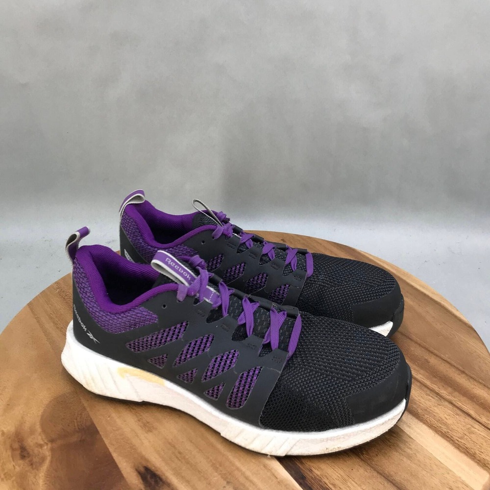 Reebok Fusion Flexweave Comp Toe Work Shoes Women 9 M Black Mesh Lace Up Low Top